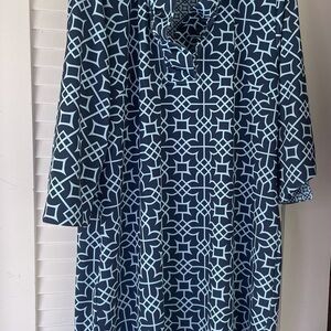 Gretchen Scott Designs Blue Cowl Neck DressGretchen Scott Ruffneck dress